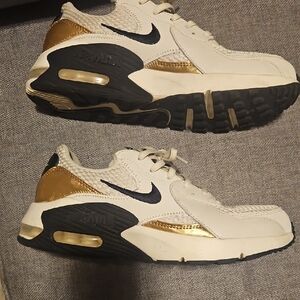 Nike Air Max White and Gold Sneakers